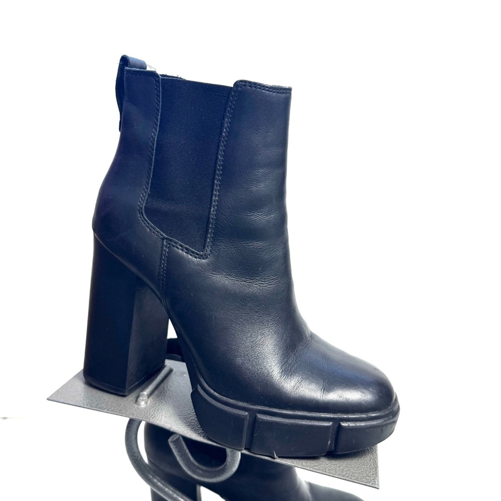 Steve Madden Black Revised Leather Platform Boots Size 8